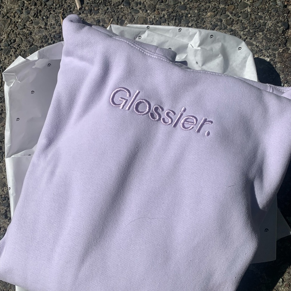 NWT Glossier Sweatshirt Embroidered Lavender X Small